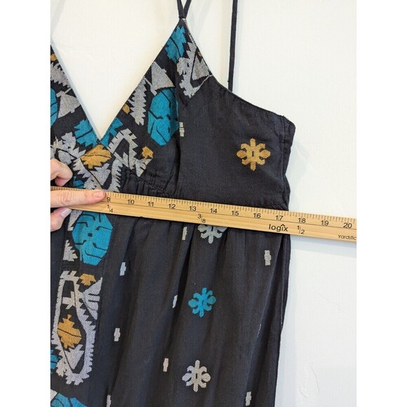 Free People Stiched with Love Maxi Dress Womens Size 8 Black Boho Tribal Flowy - Picture 12 of 14